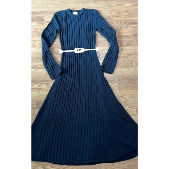 DISSH Ada Midi in Black Long Sleeve Stretch Ribbed Knit Stretch Dress XL - Picture 5 of 12